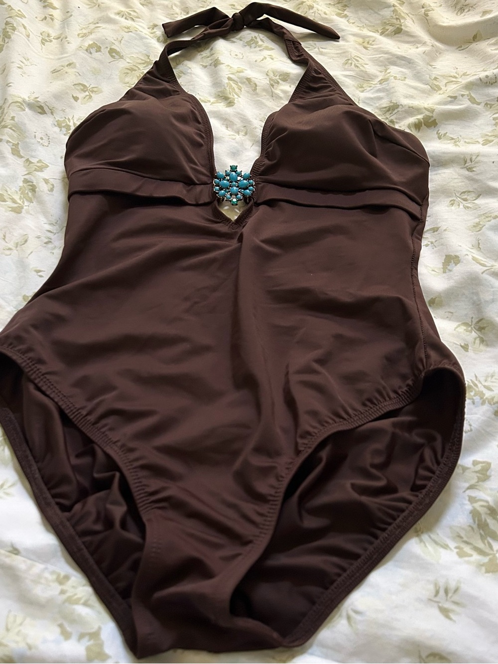 Magicsuit Brown One-Piece Swimsuit with Turquoise Jewel